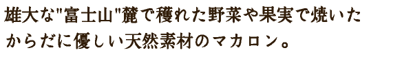 雄大な“富士山”麓で穫れた野菜や果実で焼いたからだに優しい天然素材のマカロン。